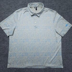 Adidas Golf Polo Shirt Adult XL Blue Orange Geometric Short Sleeve Mens